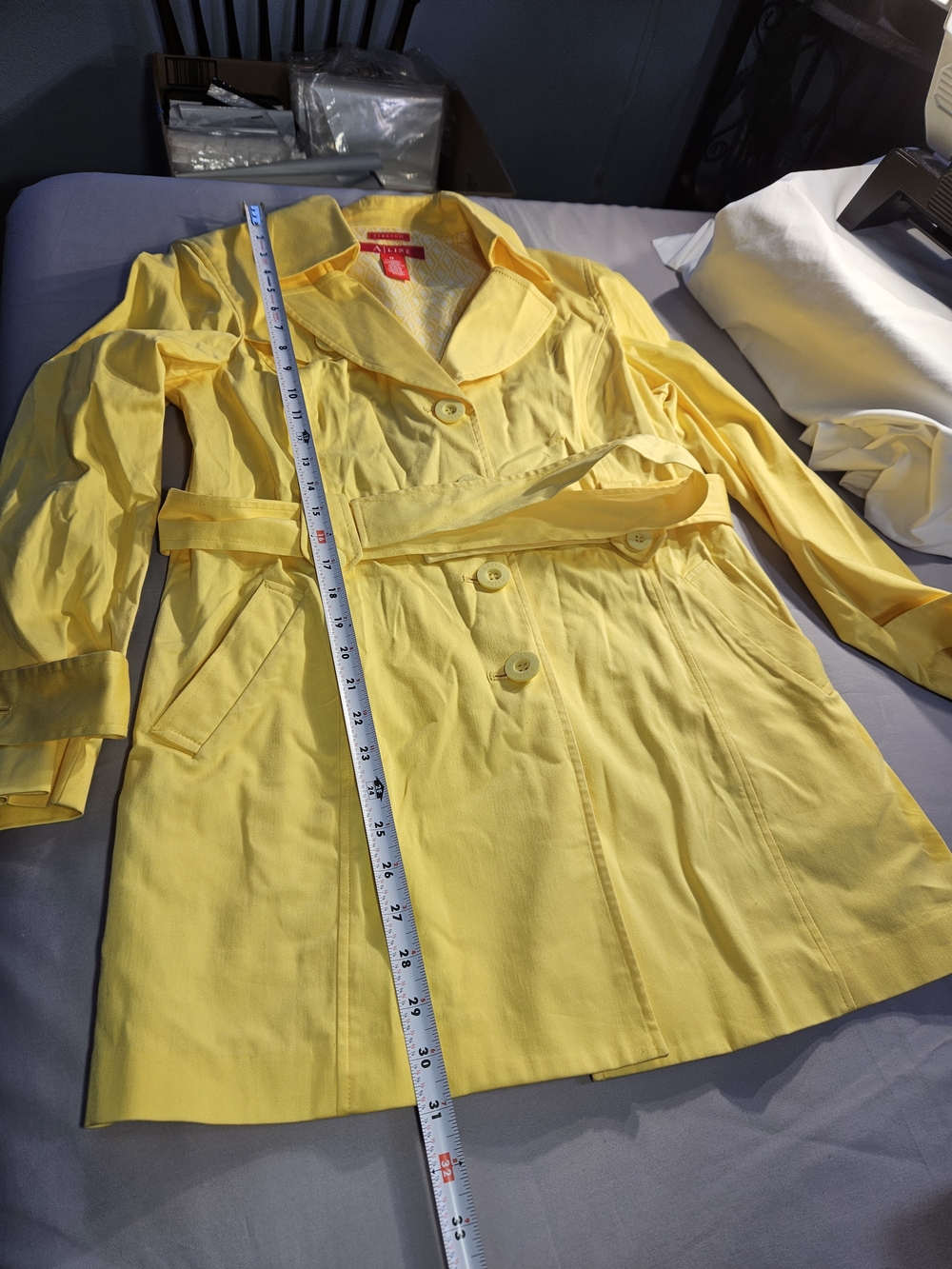A/LINE Sky Bright Yellow for W Belted Trench Coat Sz M perfect For Any Occasions - Picture 9 of 14